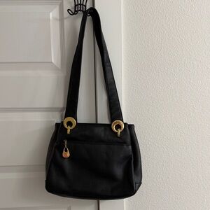 Classic Black Shoulder Bag with Gold Hardware